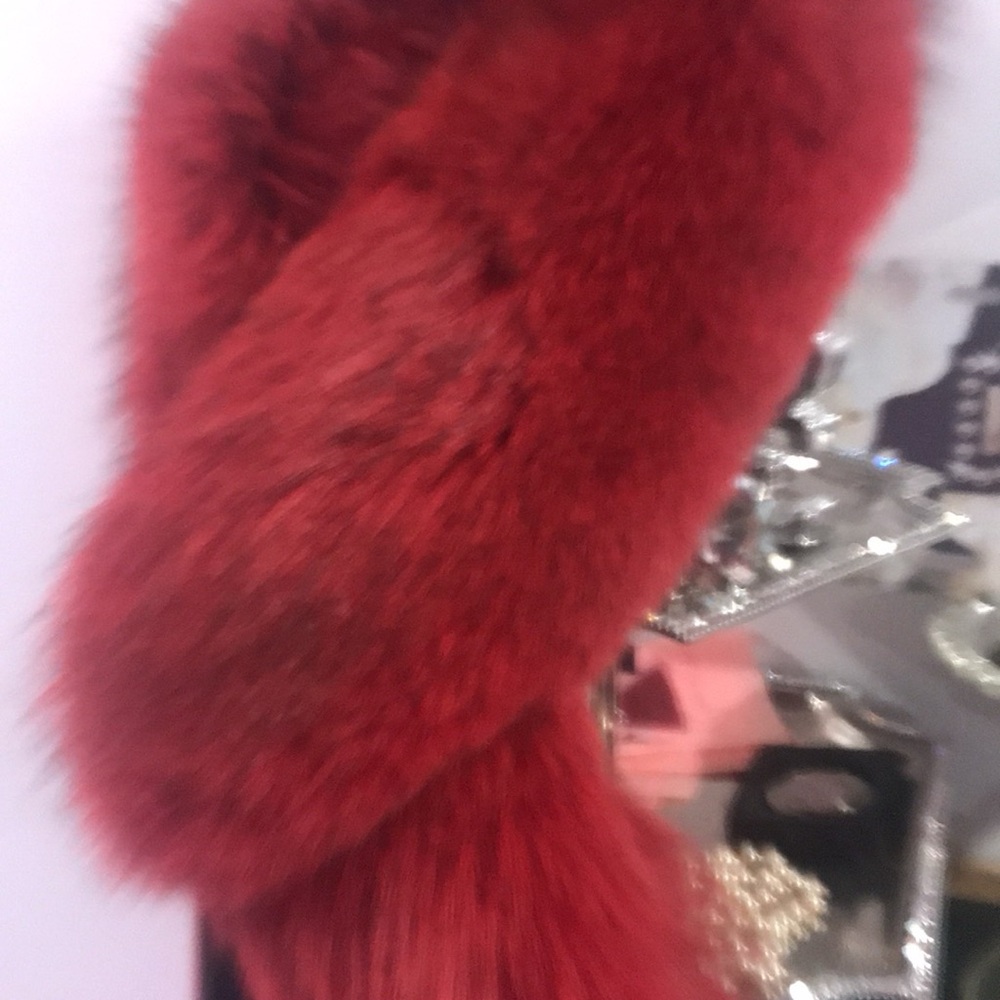 Coach wristlet $ Red Fur Scarf w chain